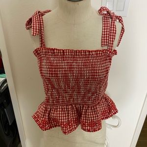 Checkered red and white crop top